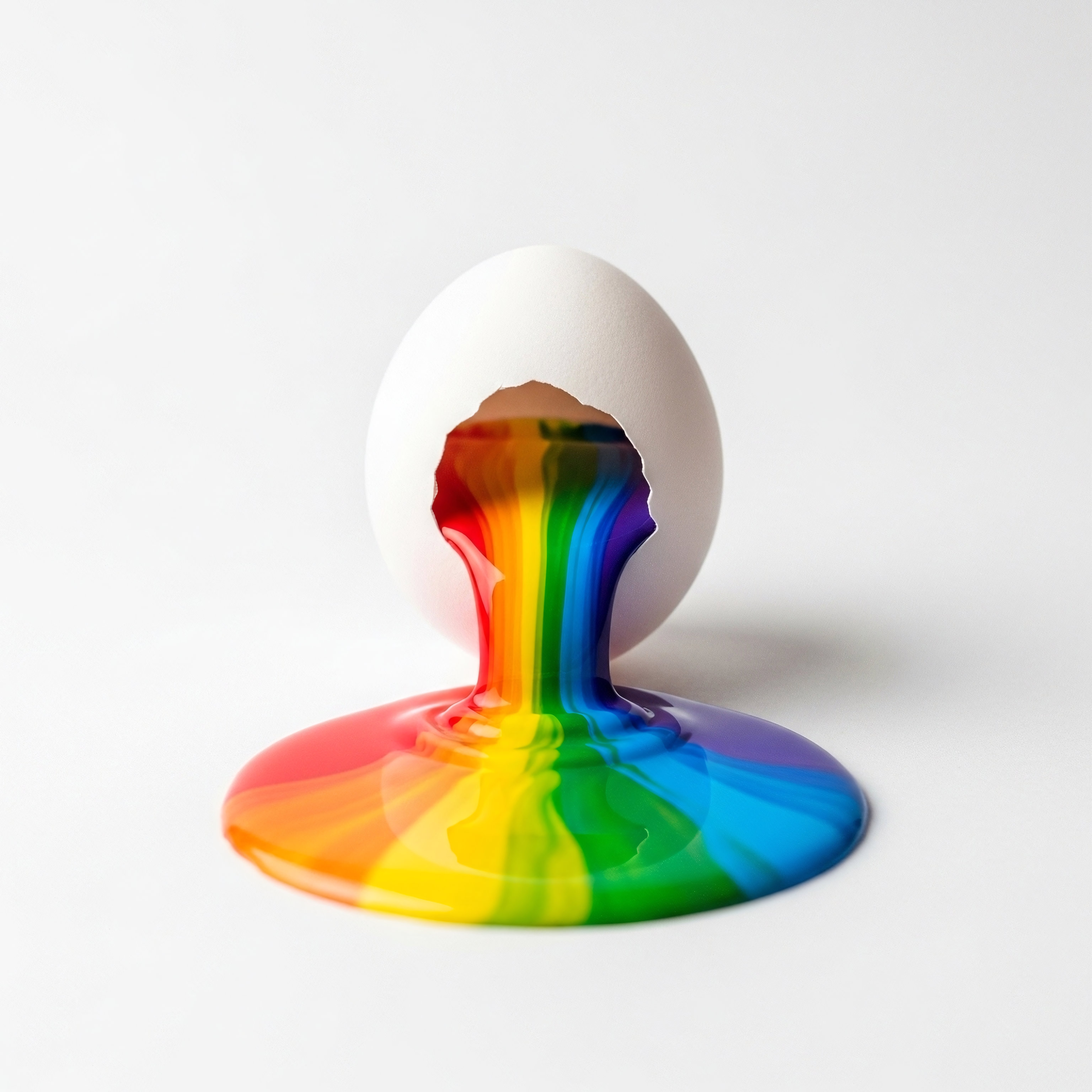 Egg with rainbow liquid