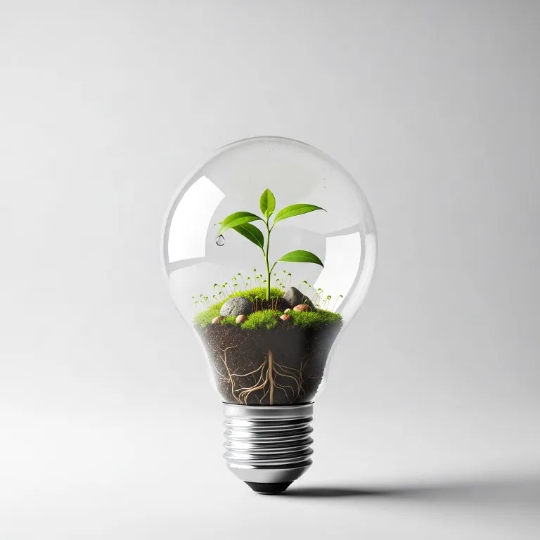 Light bulb with plant inside