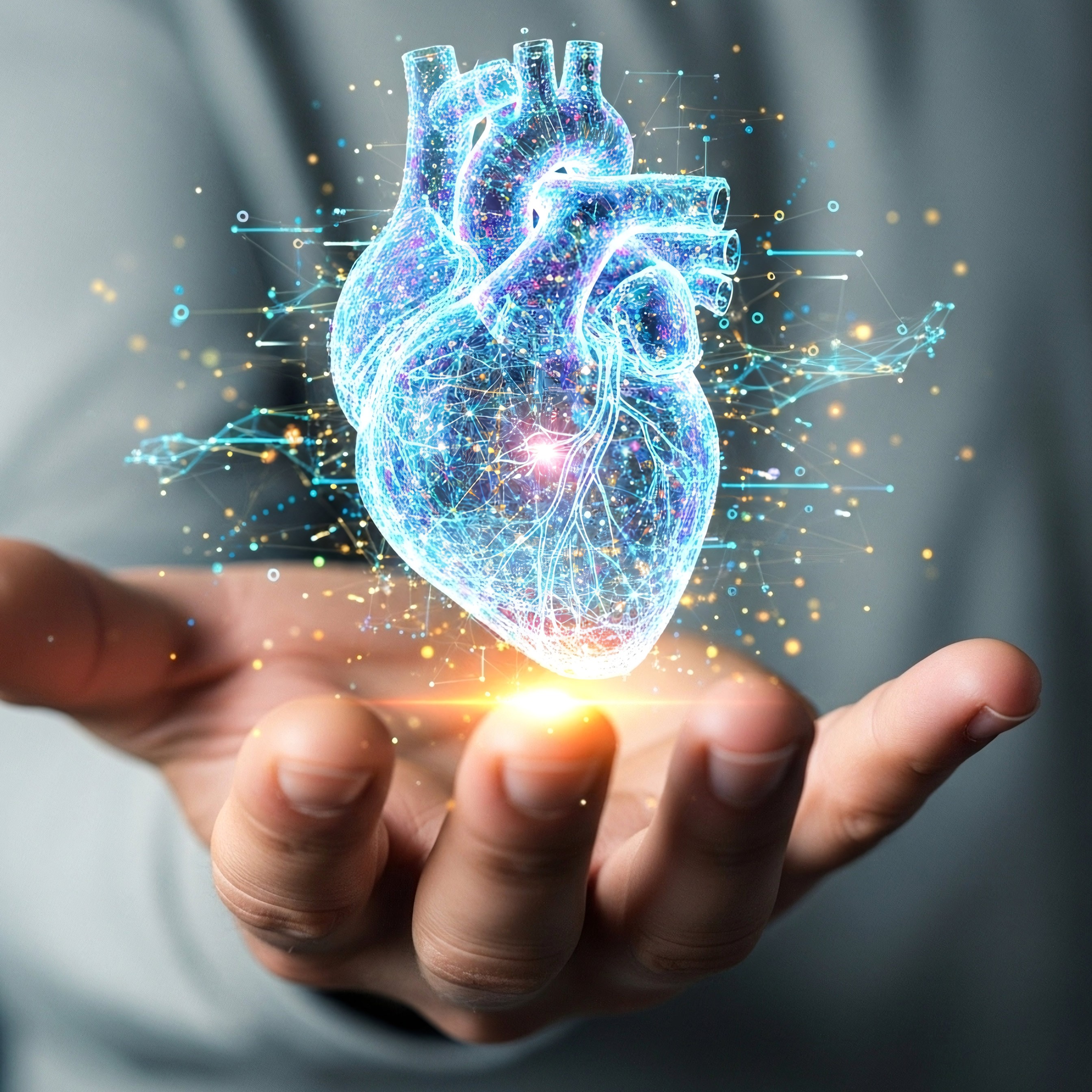 Holographic heart on hand